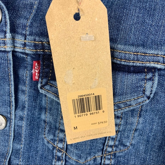 Levi’s Original Trucker Jacket Medium Blue Button Up Jean Jacket - Picture 5 of 9